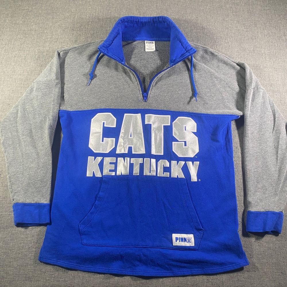 PINK Victorias Secret Kentucky Wildcats Cats 1/4 Zip Pullover Sweatshirt Women S